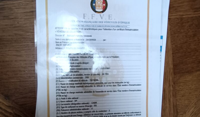 1960 Triumph TR3A complet